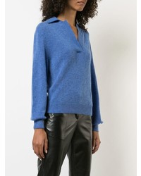 blauer Pullover mit einem V-Ausschnitt von Khaite