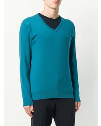 blauer Pullover mit einem V-Ausschnitt von Etro