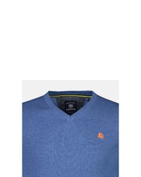 blauer Pullover mit einem V-Ausschnitt von LERROS