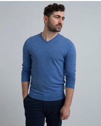 blauer Pullover mit einem V-Ausschnitt von Lexington