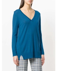 blauer Pullover mit einem V-Ausschnitt von Sottomettimi