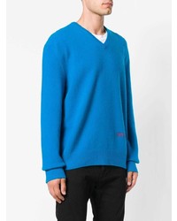 blauer Pullover mit einem V-Ausschnitt von Calvin Klein 205W39nyc