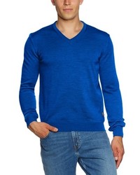 blauer Pullover mit einem V-Ausschnitt von Maerz