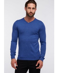 blauer Pullover mit einem V-Ausschnitt von Petrol Industries