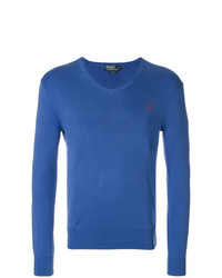 blauer Pullover mit einem V-Ausschnitt von Polo Ralph Lauren