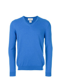 blauer Pullover mit einem V-Ausschnitt von Pringle Of Scotland