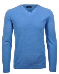 blauer Pullover mit einem V-Ausschnitt von RAGMAN