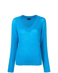 blauer Pullover mit einem V-Ausschnitt von Roberto Collina