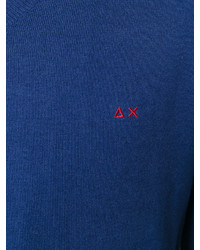 blauer Pullover mit einem V-Ausschnitt von Sun 68