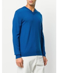 blauer Pullover mit einem V-Ausschnitt von Pringle Of Scotland