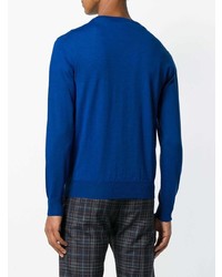 blauer Pullover mit einem V-Ausschnitt von Canali