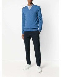blauer Pullover mit einem V-Ausschnitt von Polo Ralph Lauren
