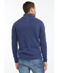 blauer Pullover mit einem zugeknöpften Kragen von Petrol Industries