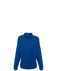 blauer Pullover mit einem zugeknöpften Kragen von Russell