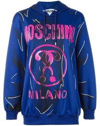 blauer Pullover mit einer Kapuze von Moschino