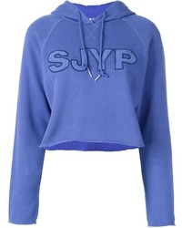blauer Pullover mit einer Kapuze von SteveJ & YoniP