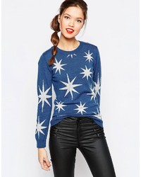 blauer Pullover mit Sternenmuster von Love Moschino
