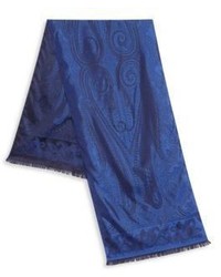 blauer Seideschal mit Paisley-Muster