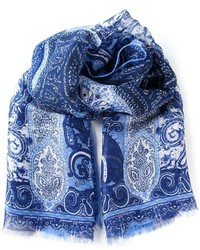 blauer Seideschal mit Paisley-Muster von Etro
