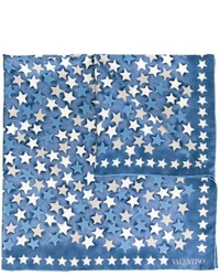 blauer Seideschal mit Sternenmuster