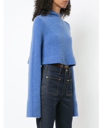 blauer Strick kurzer Pullover von Khaite