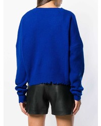 blauer Strick Oversize Pullover von Unravel Project