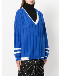 blauer Strick Oversize Pullover von Miu Miu
