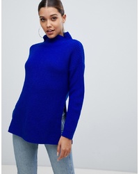 blauer Strick Oversize Pullover von PrettyLittleThing