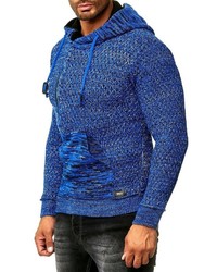 blauer Strick Pullover mit einem Kapuze von RUSTY NEAL
