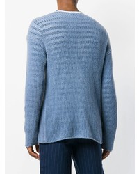 blauer Strick Pullover mit einem Rundhalsausschnitt von Ermanno Scervino