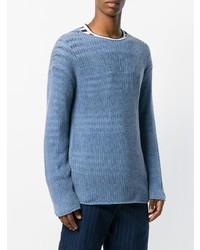 blauer Strick Pullover mit einem Rundhalsausschnitt von Ermanno Scervino