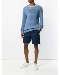 blauer Strick Pullover mit einem Rundhalsausschnitt von Ermanno Scervino