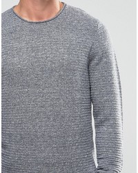 blauer Strick Pullover mit einem Rundhalsausschnitt von Selected