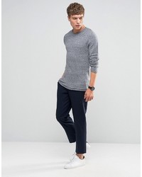 blauer Strick Pullover mit einem Rundhalsausschnitt von Selected