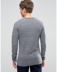 blauer Strick Pullover mit einem Rundhalsausschnitt von Selected