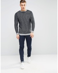 blauer Strick Pullover mit einem Rundhalsausschnitt von Bellfield