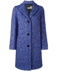 blauer Tweed Mantel von Love Moschino