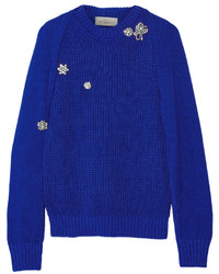 blauer verzierter Pullover