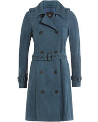 blauer Wildleder Trenchcoat