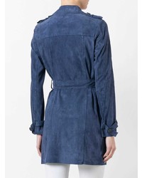 blauer Wildleder Trenchcoat von Desa Collection