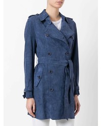 blauer Wildleder Trenchcoat von Desa Collection