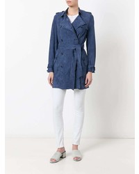 blauer Wildleder Trenchcoat von Desa Collection