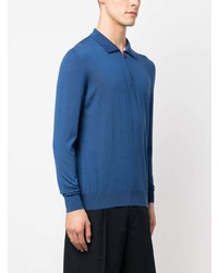 blauer Wollpolo pullover von Kiton