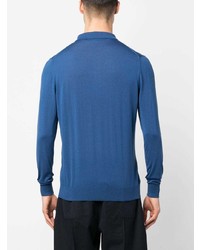 blauer Wollpolo pullover von Kiton