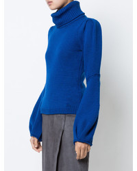 blauer Wollpullover von Oscar de la Renta