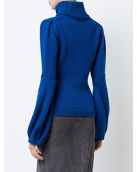 blauer Wollpullover von Oscar de la Renta