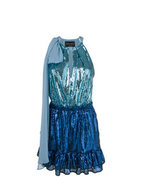 blaues ausgestelltes Kleid aus Pailletten von Christian Pellizzari