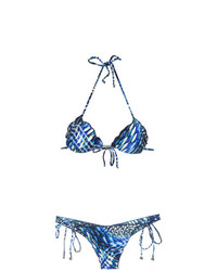 blaues bedrucktes Bikinioberteil von Lygia & Nanny