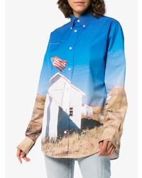 blaues bedrucktes Businesshemd von Calvin Klein Jeans Est. 1978