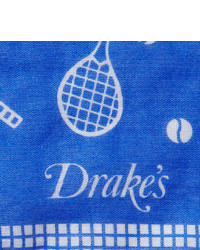 blaues bedrucktes Einstecktuch von Drakes
